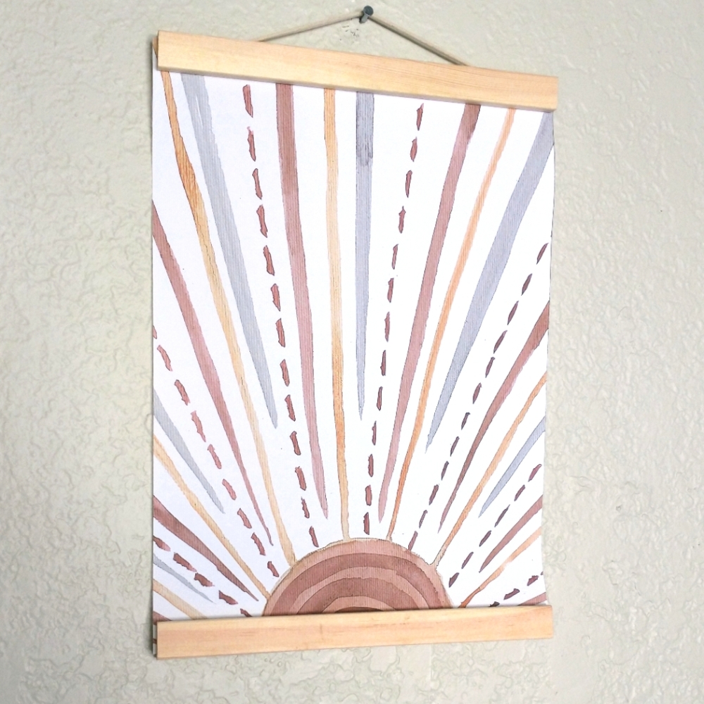 Boho sun art print abstract giclee canvas